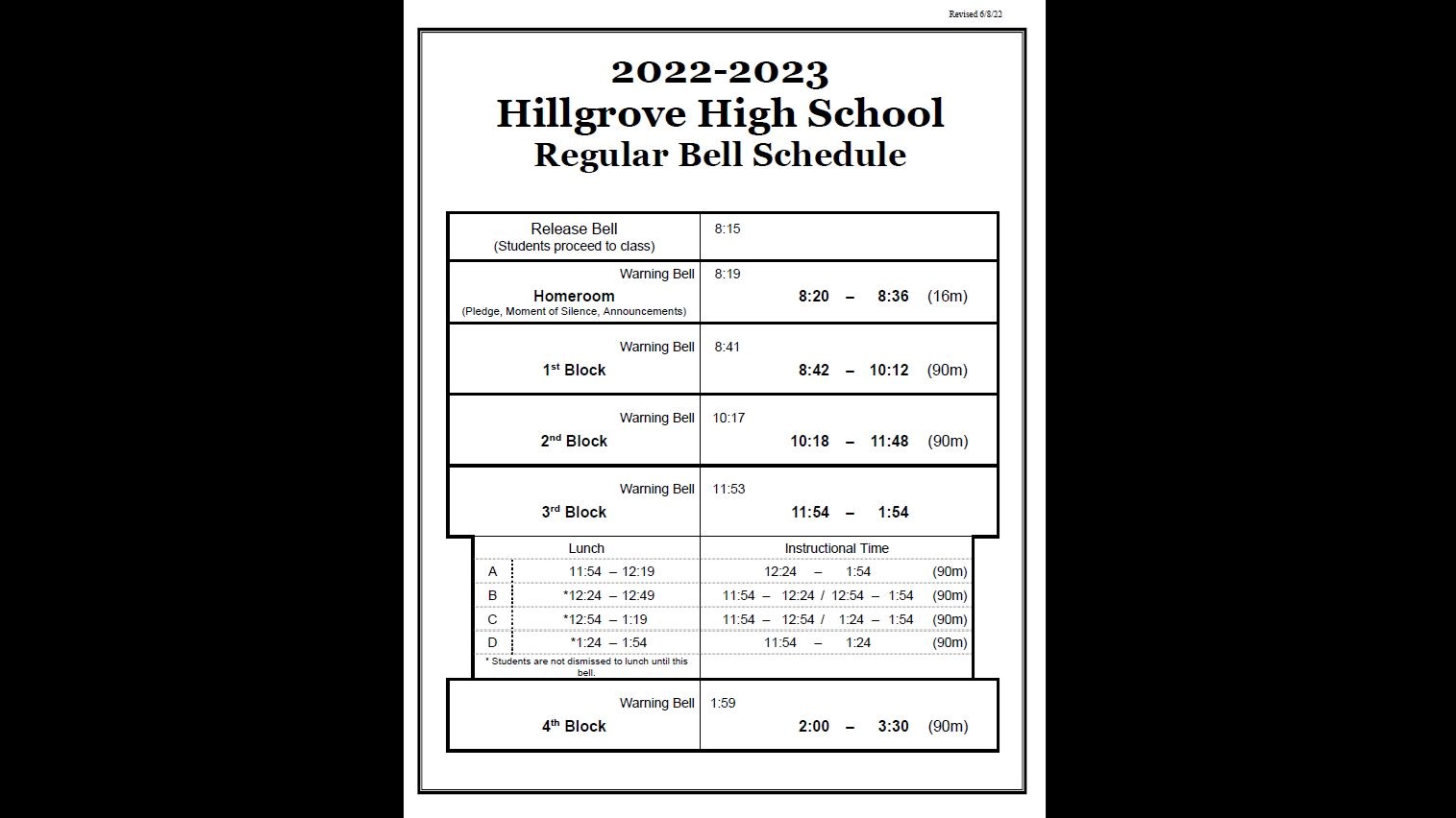 Bell Schedules
